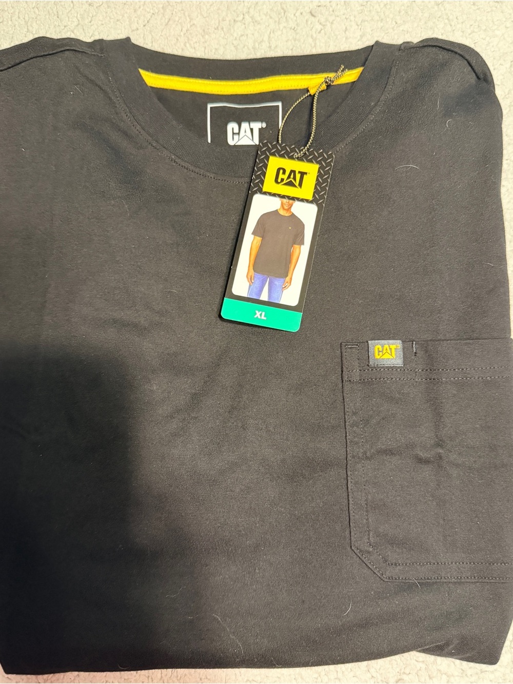 CAT Men's Black Short Sleeve Pocket Tee - Workwear Crewneck